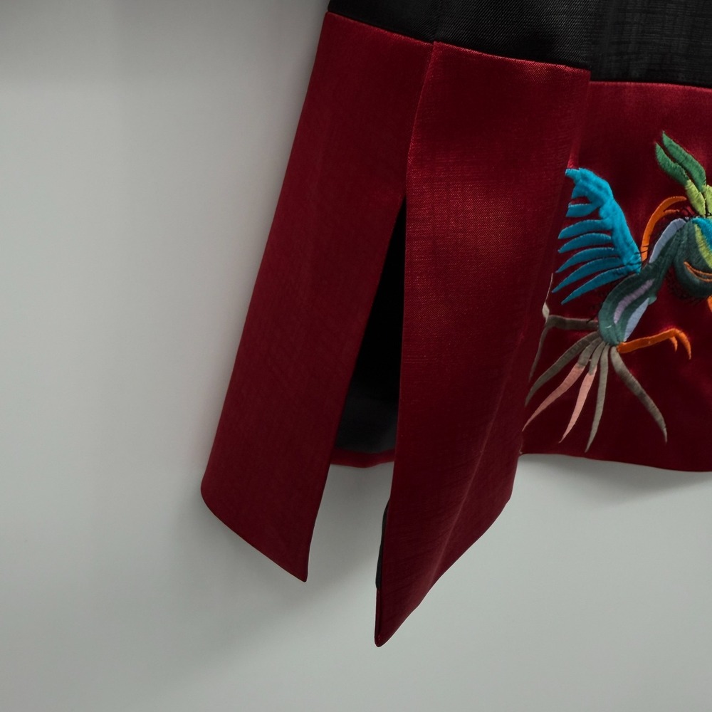 Embroidered Oriental Embroidered Jacket Womens Large 3/4 Sleeve Satin Dragon - Picture 9 of 12